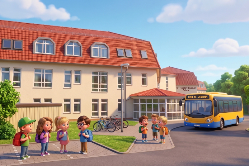 Warten auf den Schulbus